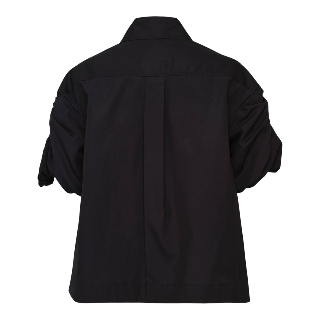 Club21 - Simone Rocha - Cropped Puff Bow Sleeve Shirt - BLOUSES - Black