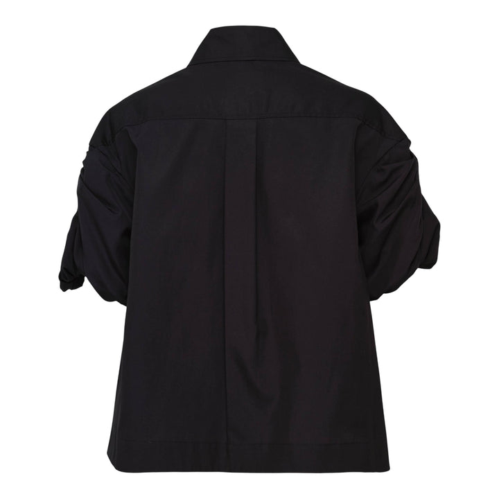 Club21 - Simone Rocha - Cropped Puff Bow Sleeve Shirt - BLOUSES - Black