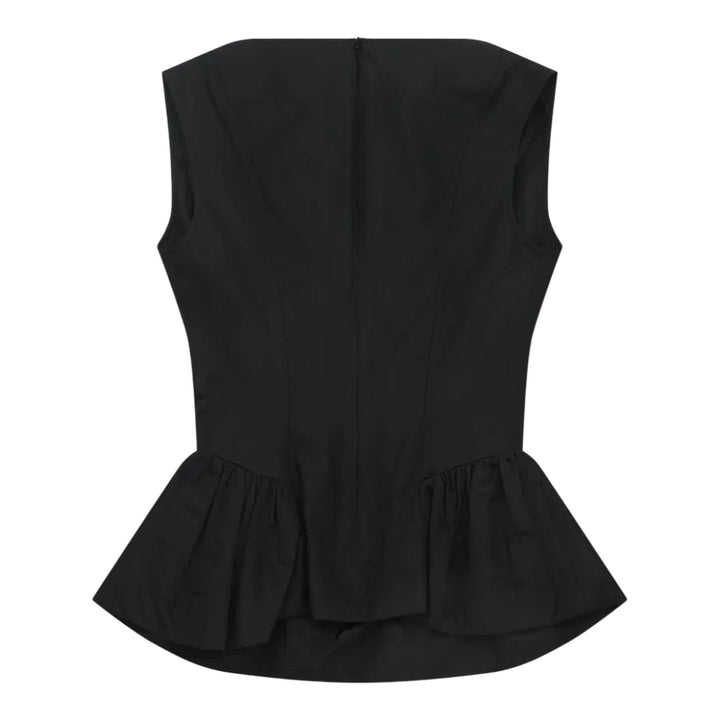Club21 - Simone Rocha - Draped Bind Peplum Top Taffeta - BLOUSES - Black