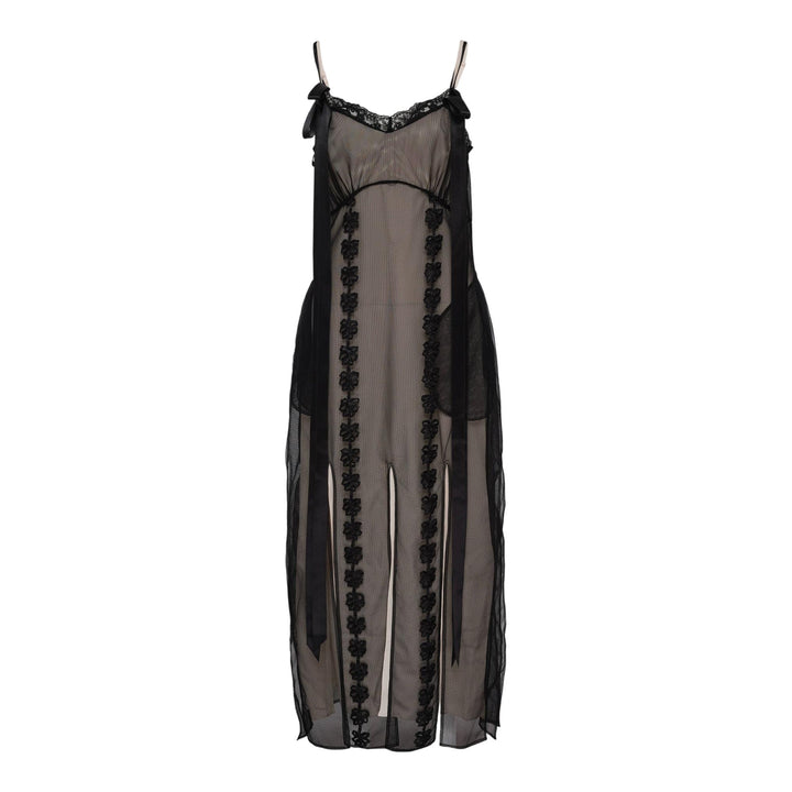 Club21 - Simone Rocha - Layered Ribbon Daisy Chain Multi Slit Dress - WOVEN DRESSES - Black