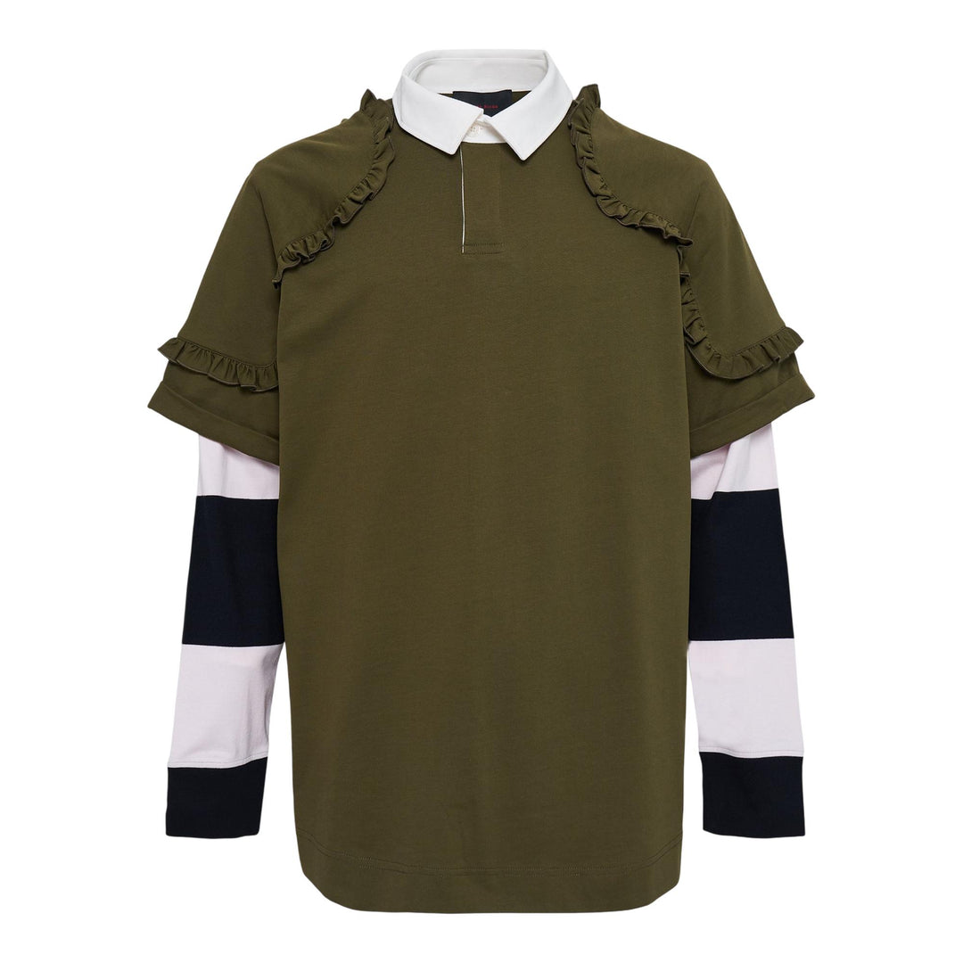 Club21 - Simone Rocha - Layered Ruffle Rugby Shirt - POLOS - Khaki