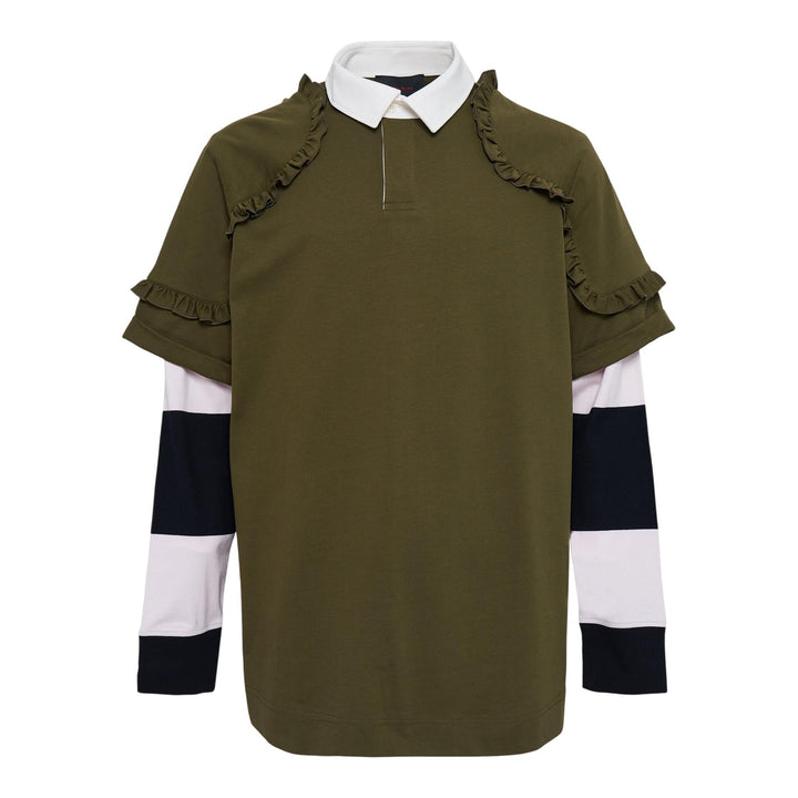 Club21 - Simone Rocha - Layered Ruffle Rugby Shirt - POLOS - Khaki