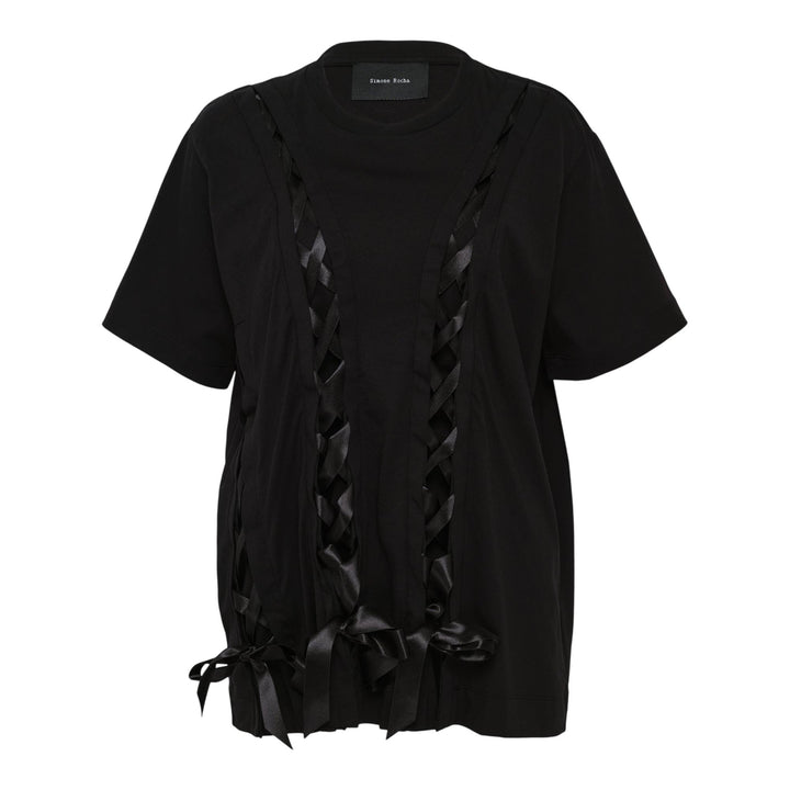 Club21 - Simone Rocha - Unraveling Ribbon T-Shirt - TEES - Black