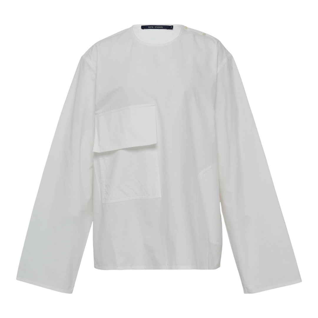 Club21 - Sofie D'Hoore - Long Sleeve Shirt With Big Pocket - BLOUSES - Off-White