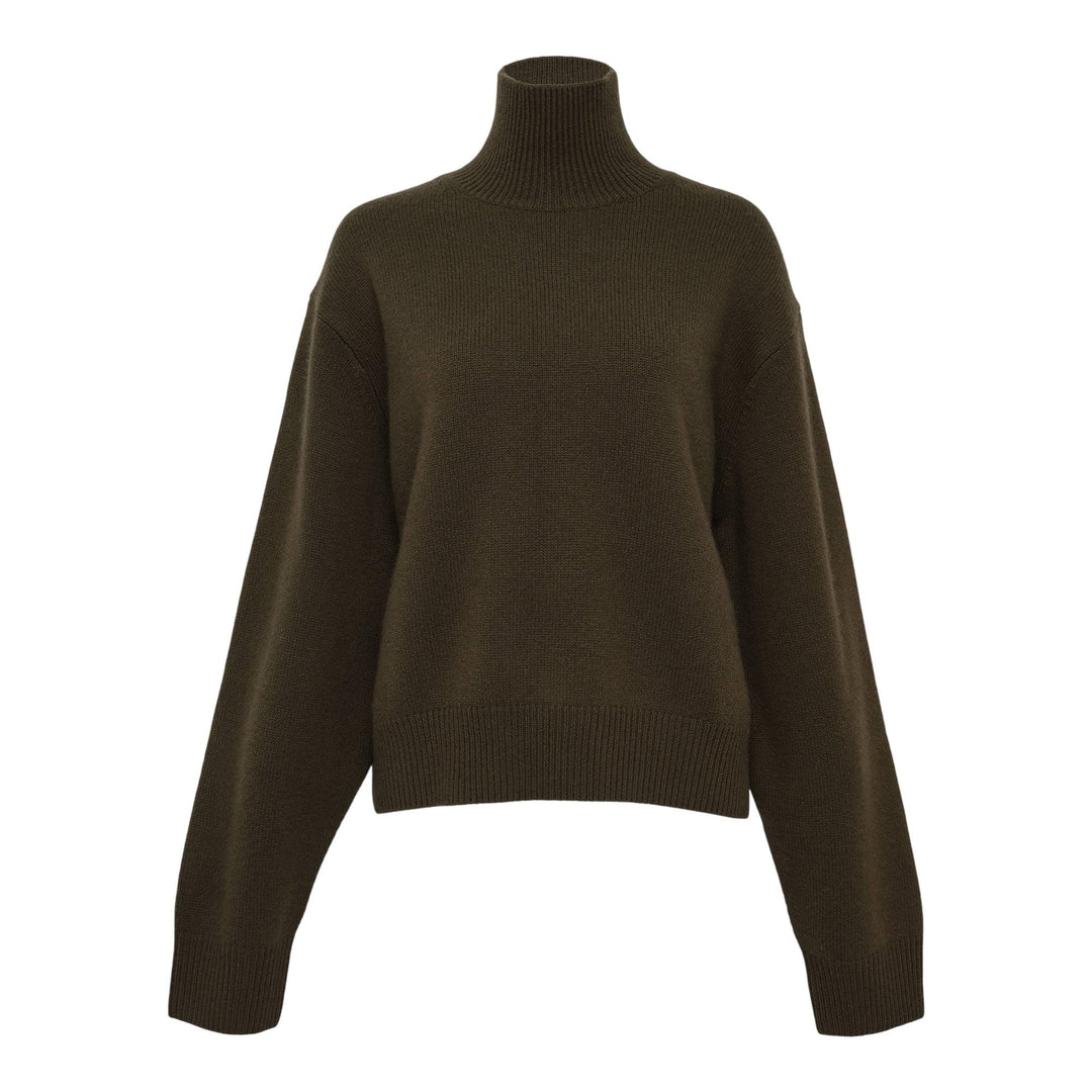 Club21 - Sofie D'Hoore - Oversized High Neck Long Sleeve Top - KNIT TOPS - Khaki