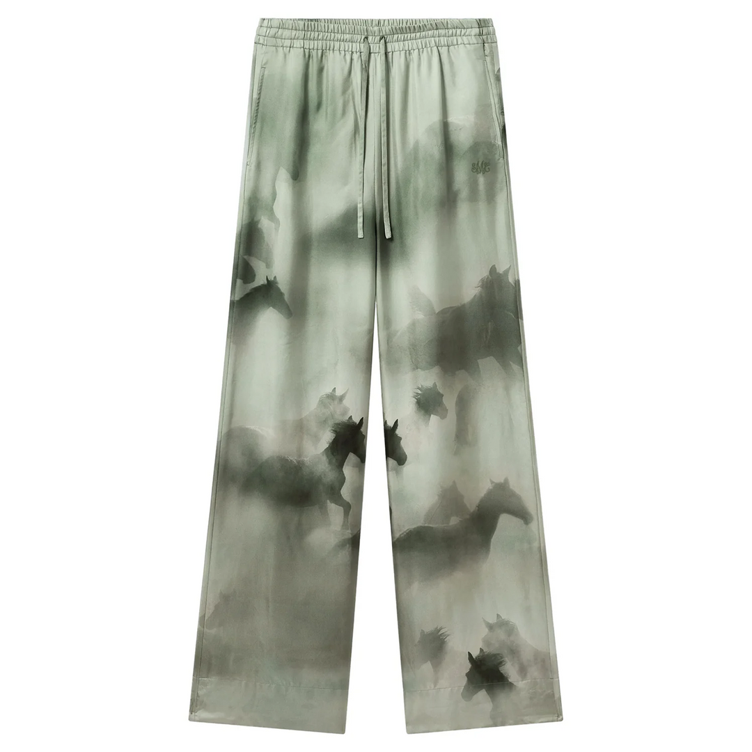 Faded Horses Print Pajama Trousers