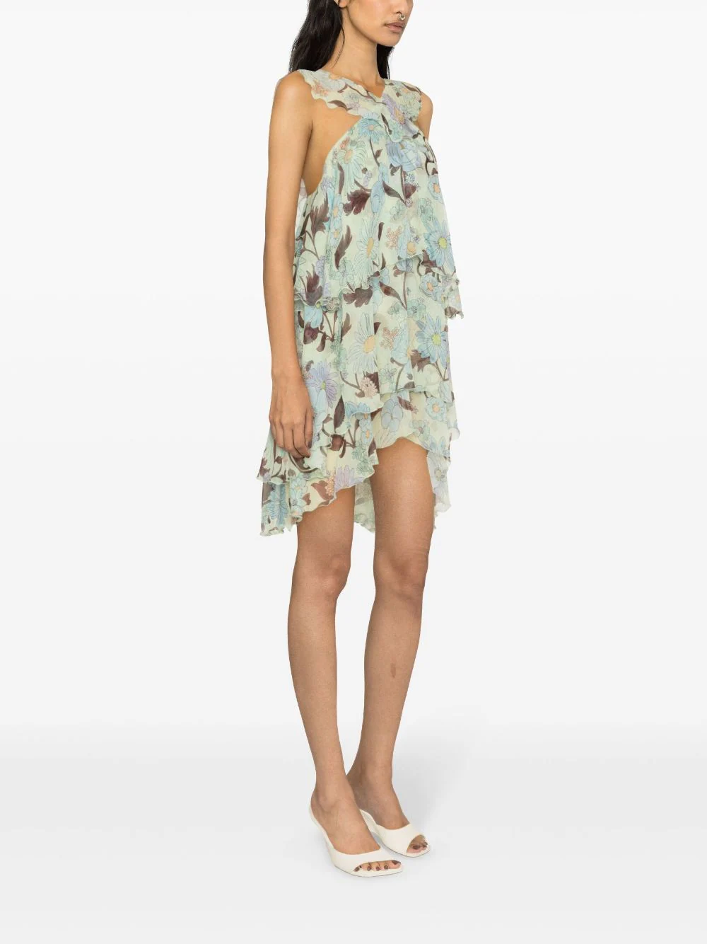 Garden Print Frill Mini Dress