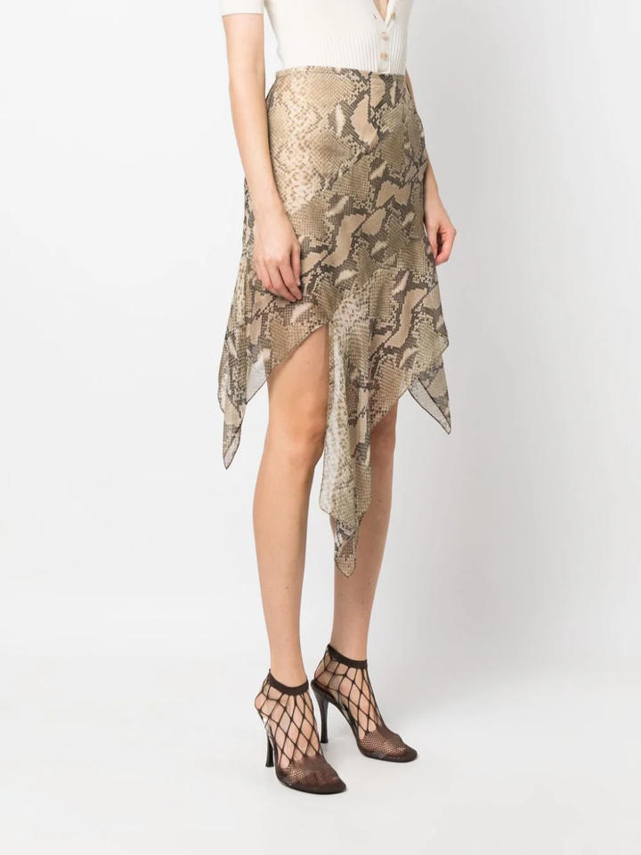 Stella-Mccartney-Phyton-Print-Skirt-Brown-3