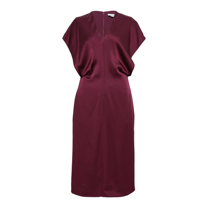 Club21 - Stella McCartney - Satin V Neck Midi Dress - WOVEN DRESSES - Burgundy