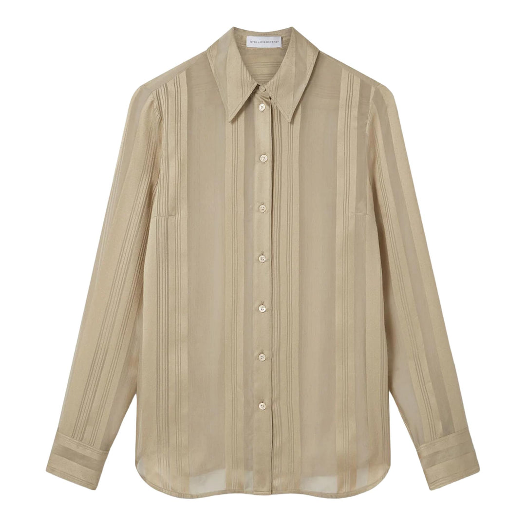 Club21 - Stella McCartney - Sheer Stripe Fitted Shirt - BLOUSES - Khaki