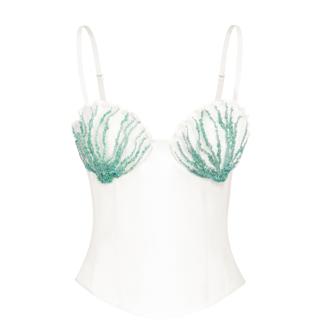 Embroidered Shell Bustier
