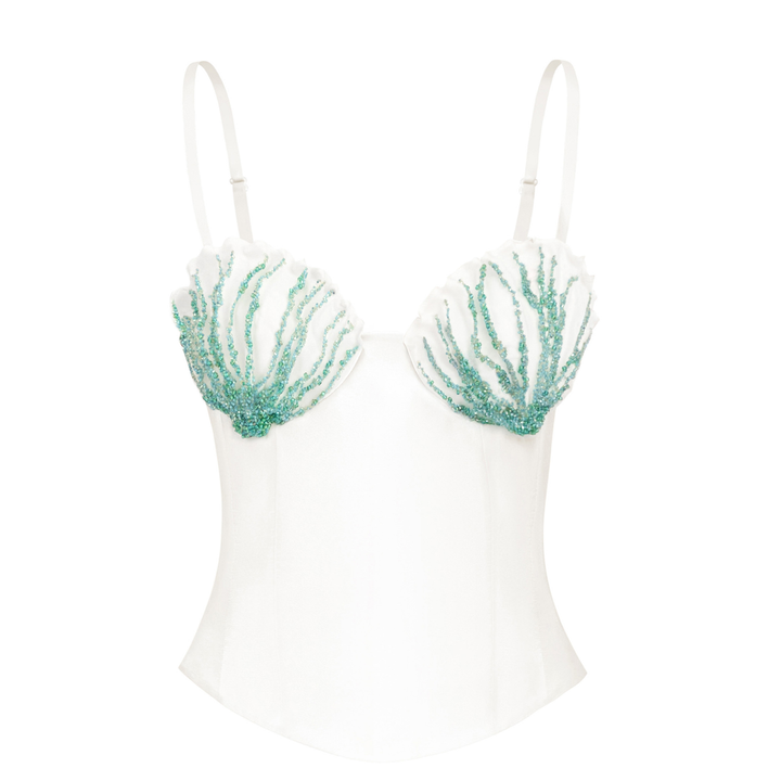 Embroidered Shell Bustier