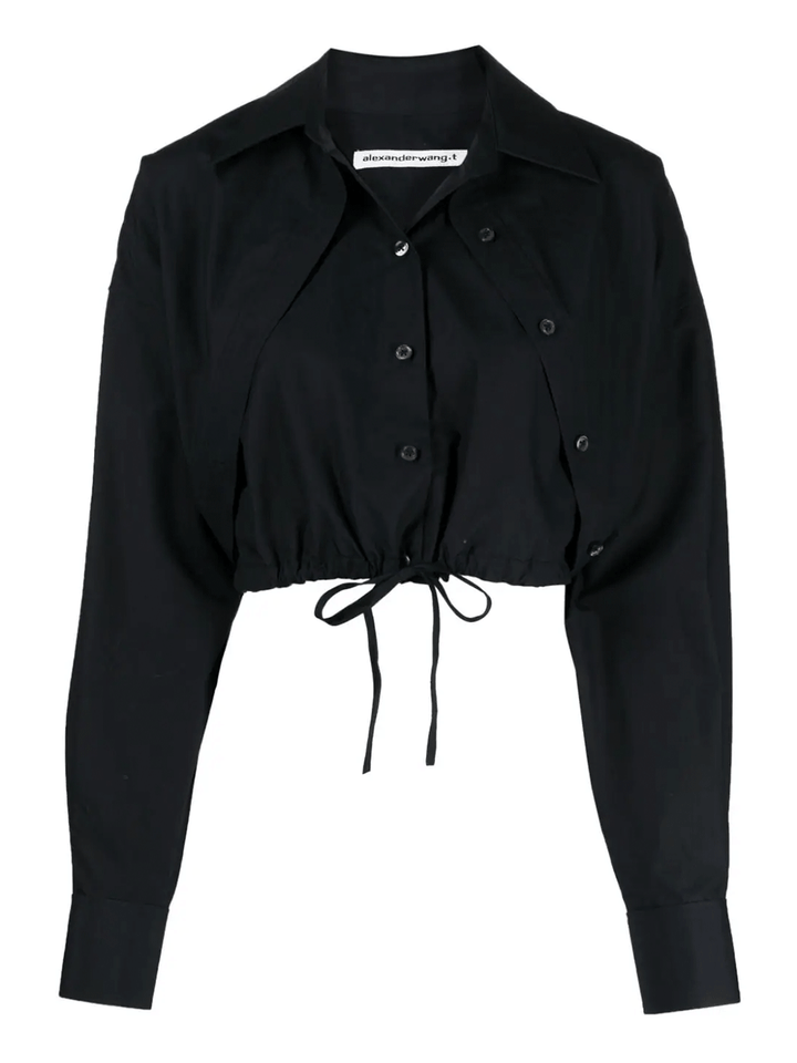 T-By-Alexander-Wang-Double-Layered-Cropped-Shirt-Black-1