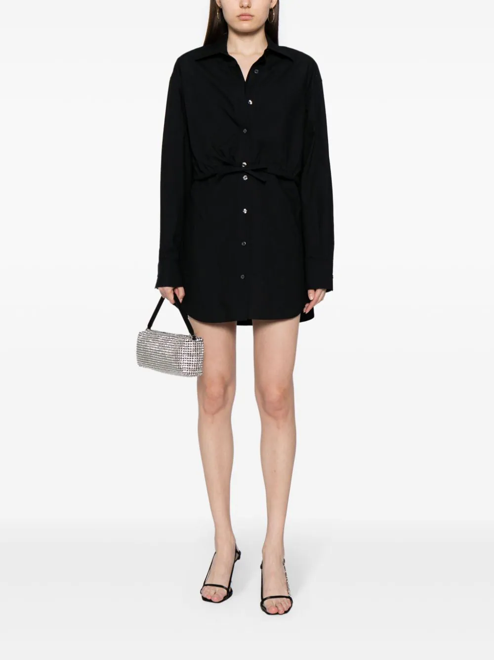 t shirt dress alexander wang Layered Shirt Dress In Compact Cotton With Self-Tie