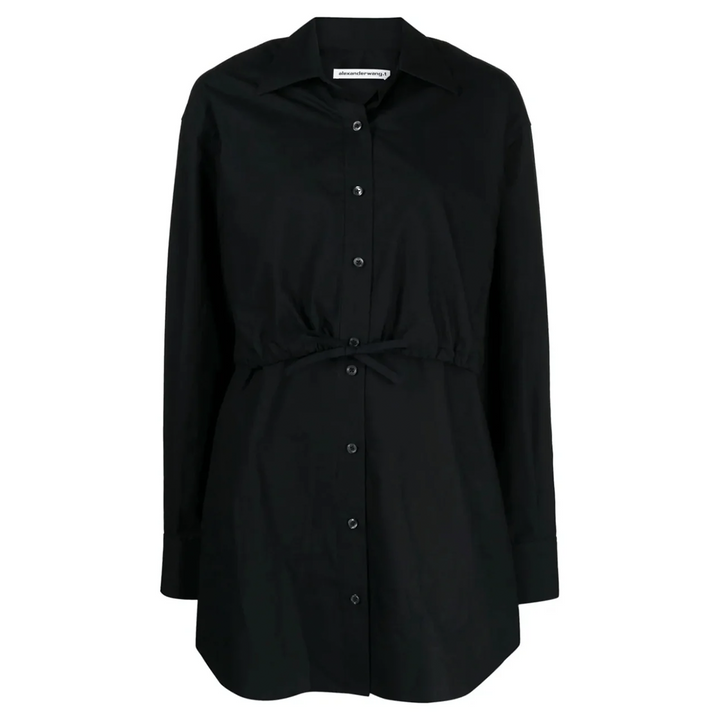 Layered Shirt Dress In Compact Cotton With Self-Tie