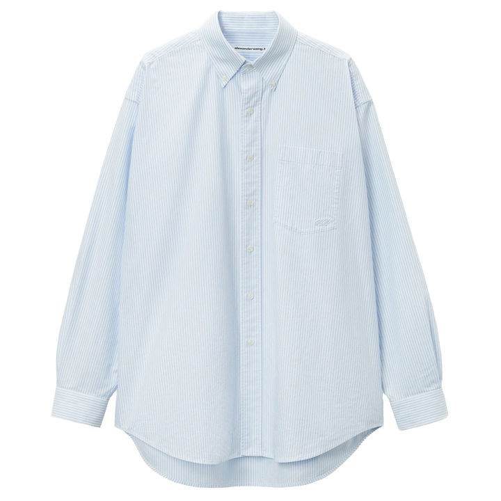 T_By_Alexander_Wang_Cotton_Oxford_Oversize_Shirt_Lightblue