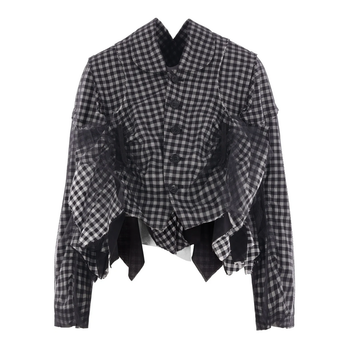 Nylon Tulle X Cotton Dobby Printed Jacket