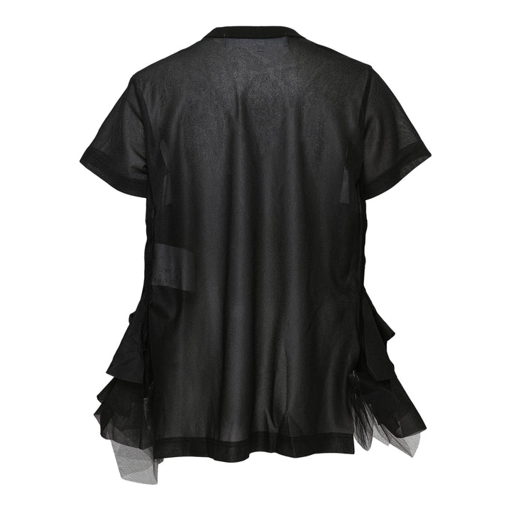 Club21 - Tao - Polyester Tricot X Nylon Tulle Tee - TEES - Black