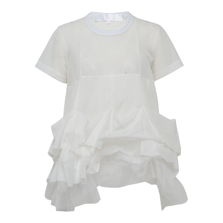 Club21 - Tao - Polyester Tricot X Nylon Tulle Tee - TEES - White