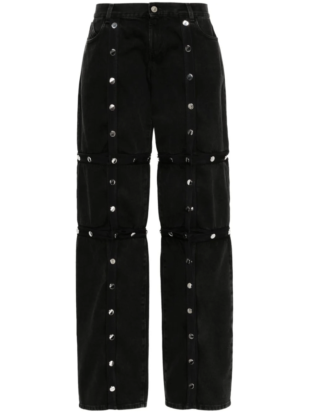The-Attico-Long-Pants-With-Snap-Details-Black-1