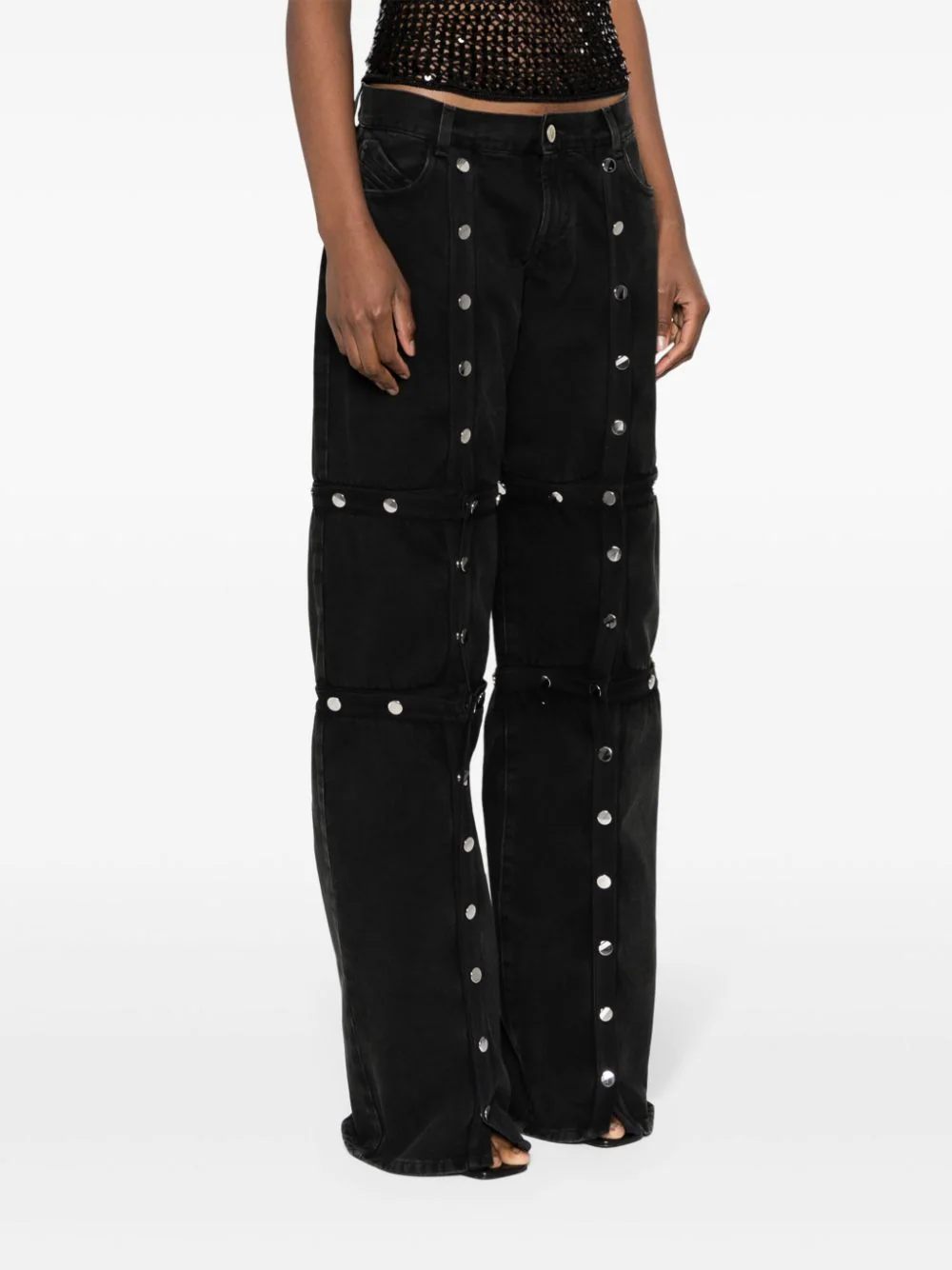 The-Attico-Long-Pants-With-Snap-Details-Black-3