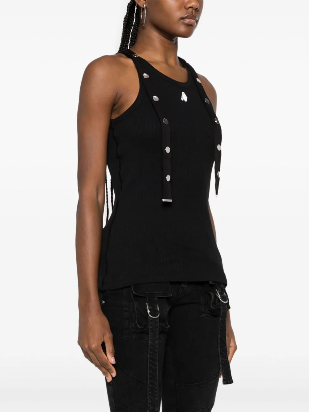 The-Attico-Tank-Top-With-Snap-Details-Black-3