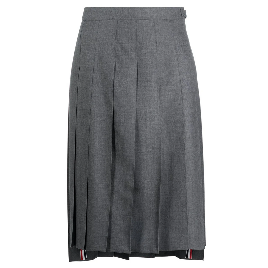 Below Knee Dropped Back Pleated Skirt