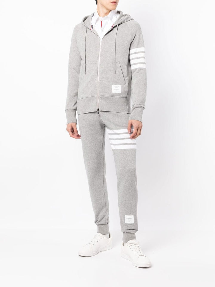 Thom Browne Classic Full Zip Hoodie With Elastic Light Grey 2