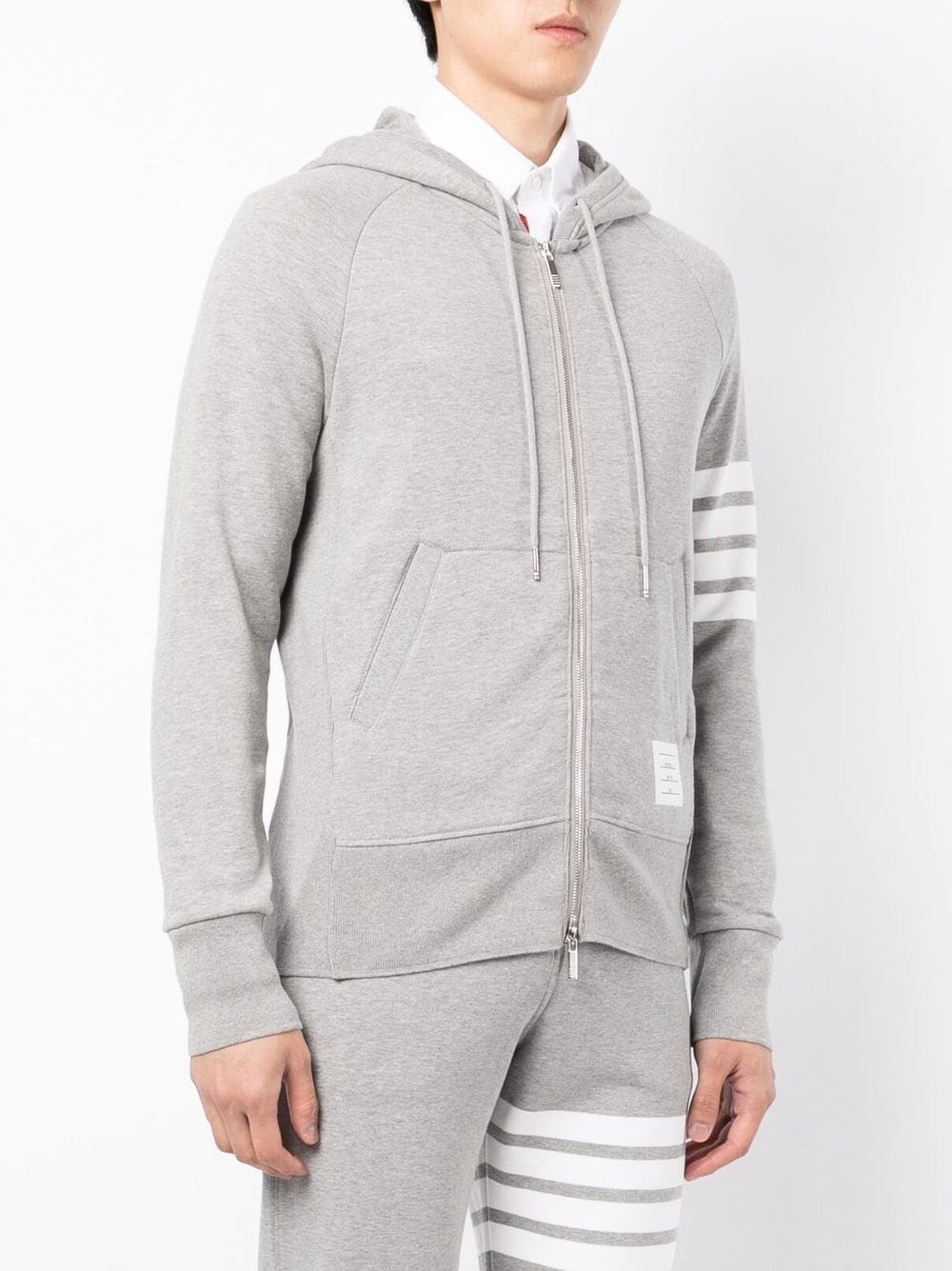 Thom Browne Classic Full Zip Hoodie With Elastic Light Grey 3