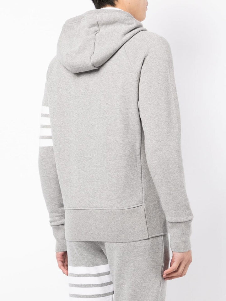 Thom Browne Classic Full Zip Hoodie With Elastic Light Grey 4