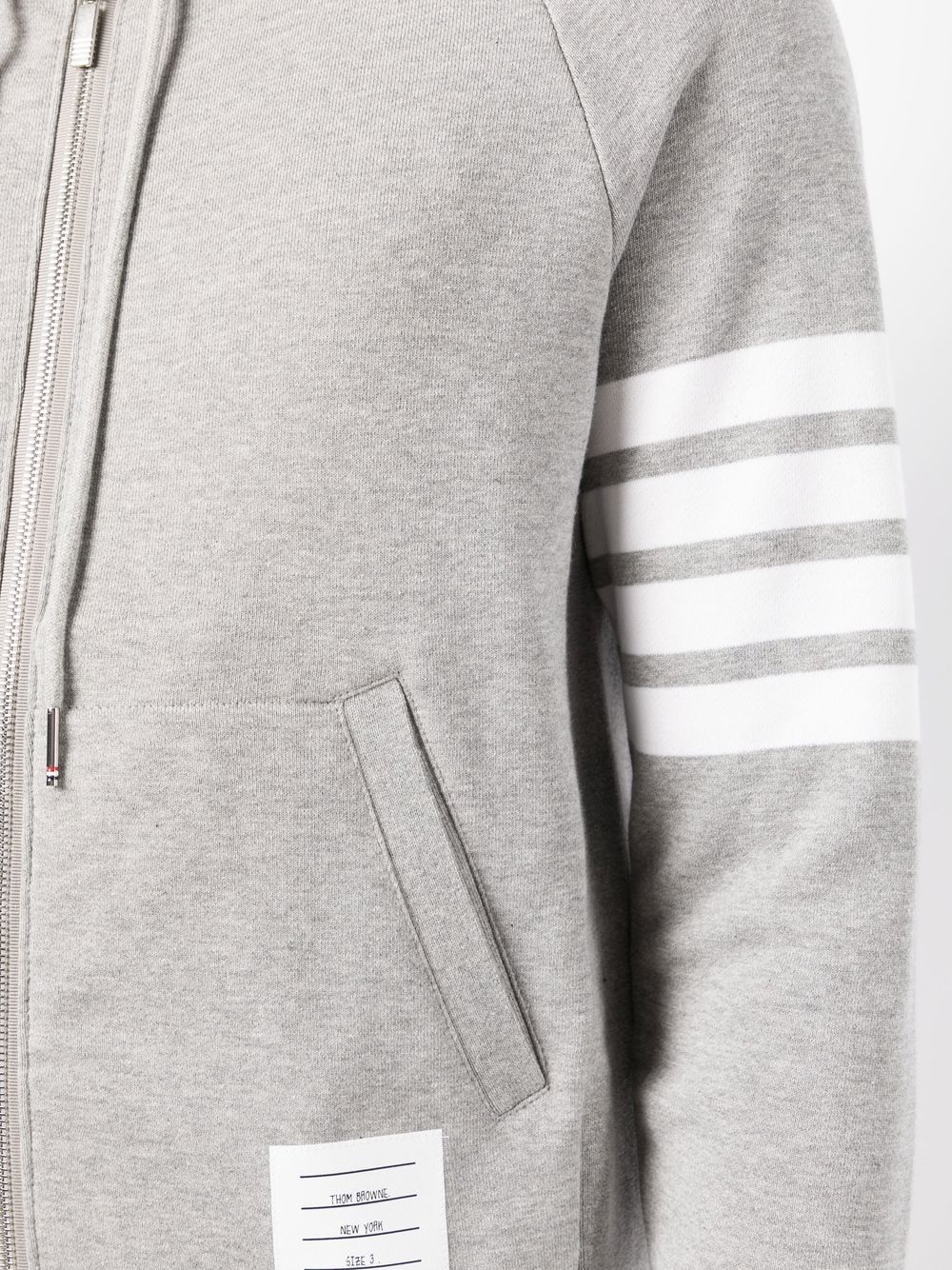 Thom Browne Classic Full Zip Hoodie With Elastic Light Grey 5