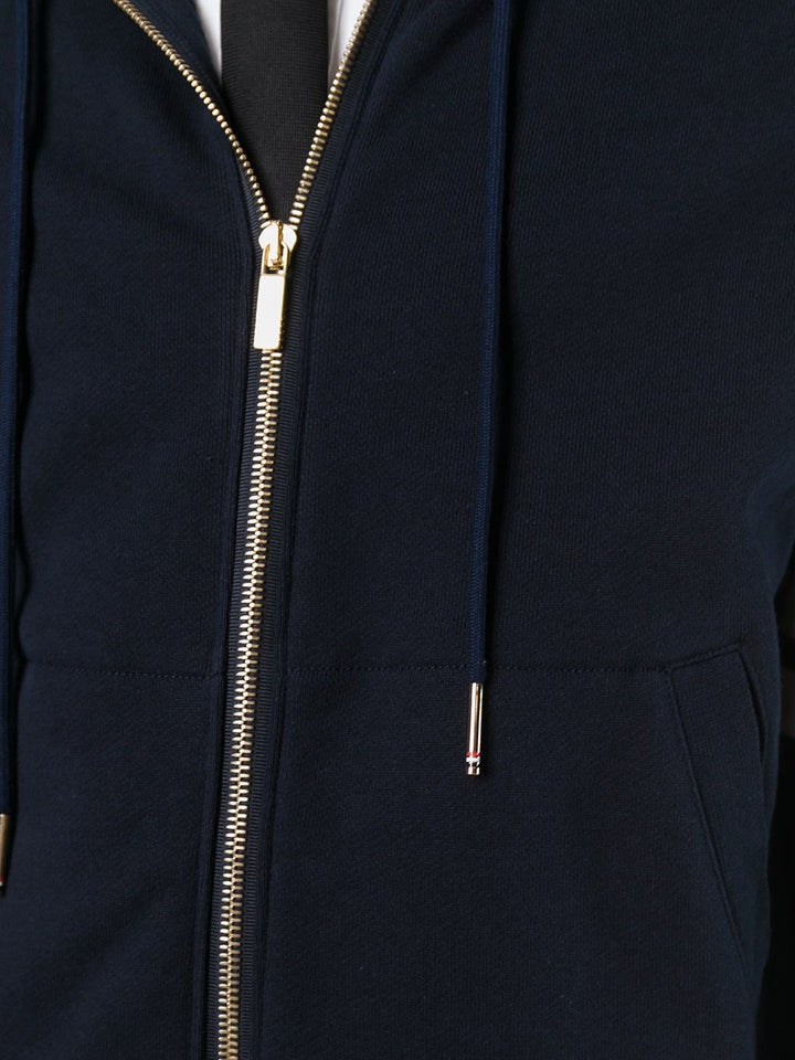 Thom Browne Classic Full Zip Hoodie With Elastic Navy 5