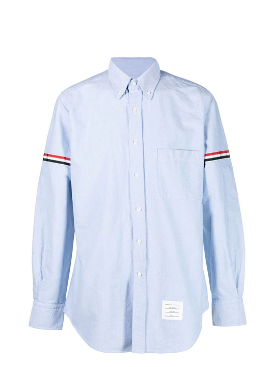 Light Blue Oxford Striped Grosgrain Armband Classic Shirt