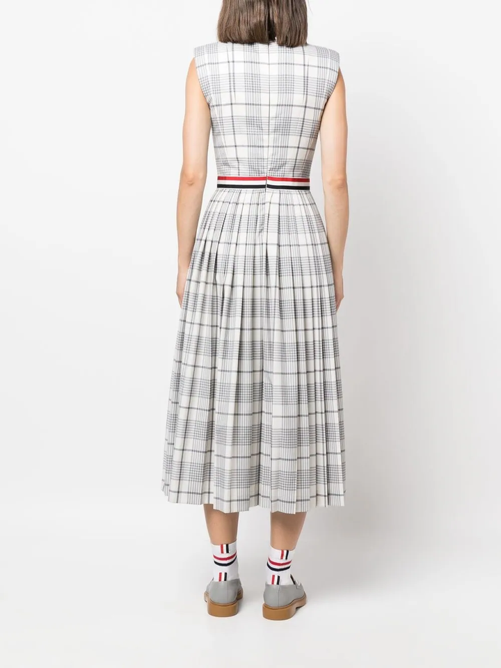 Thom-Browne-High-Waisted-Narrow-Pleated-Dress-Grey-2