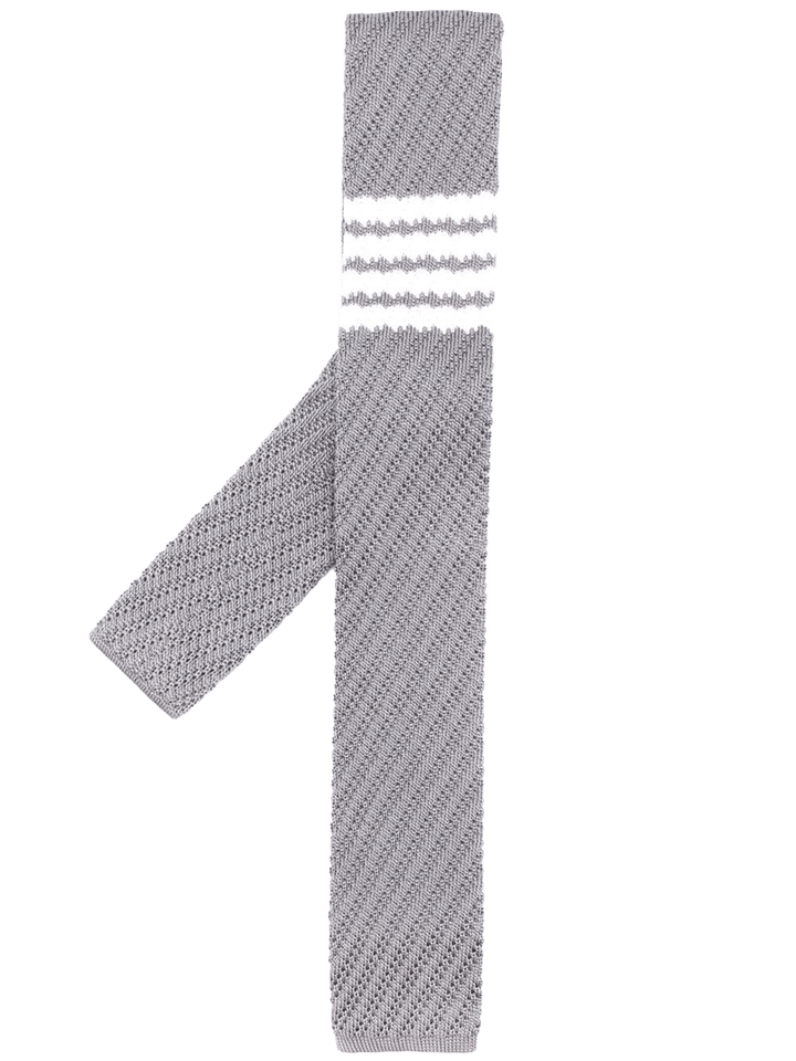    Thom-Browne-Knit-Tie-In-Silk-With-4-Bar-Light-Grey-1