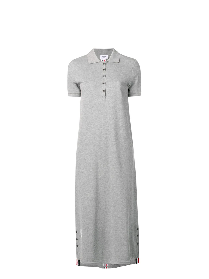 Thom Browne Long A-Line Polo Dress Light Grey 1