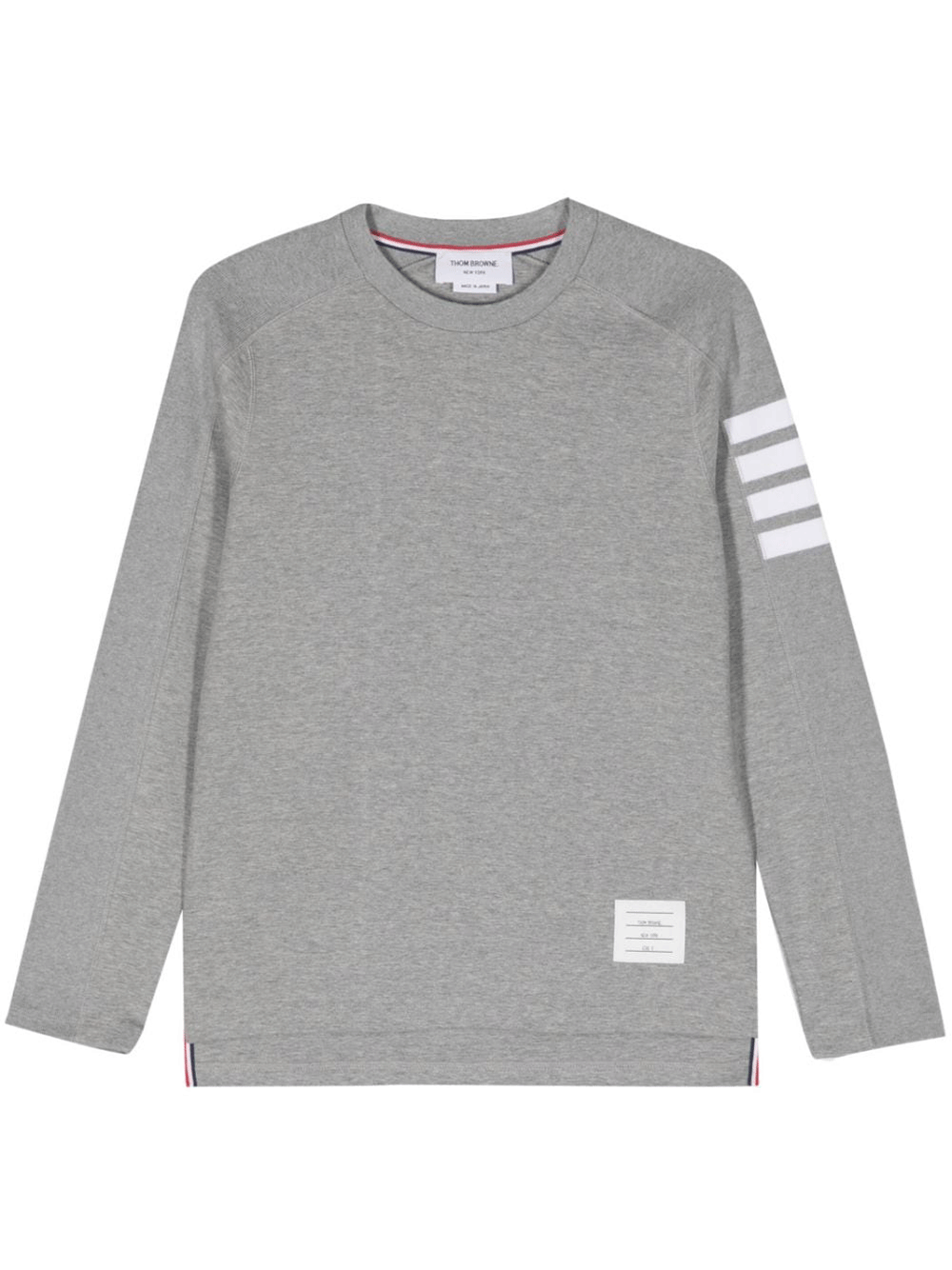 Thom-Browne-Long-Sleeve-Tee-With-4-Bar-Stripe-Light-Grey-1