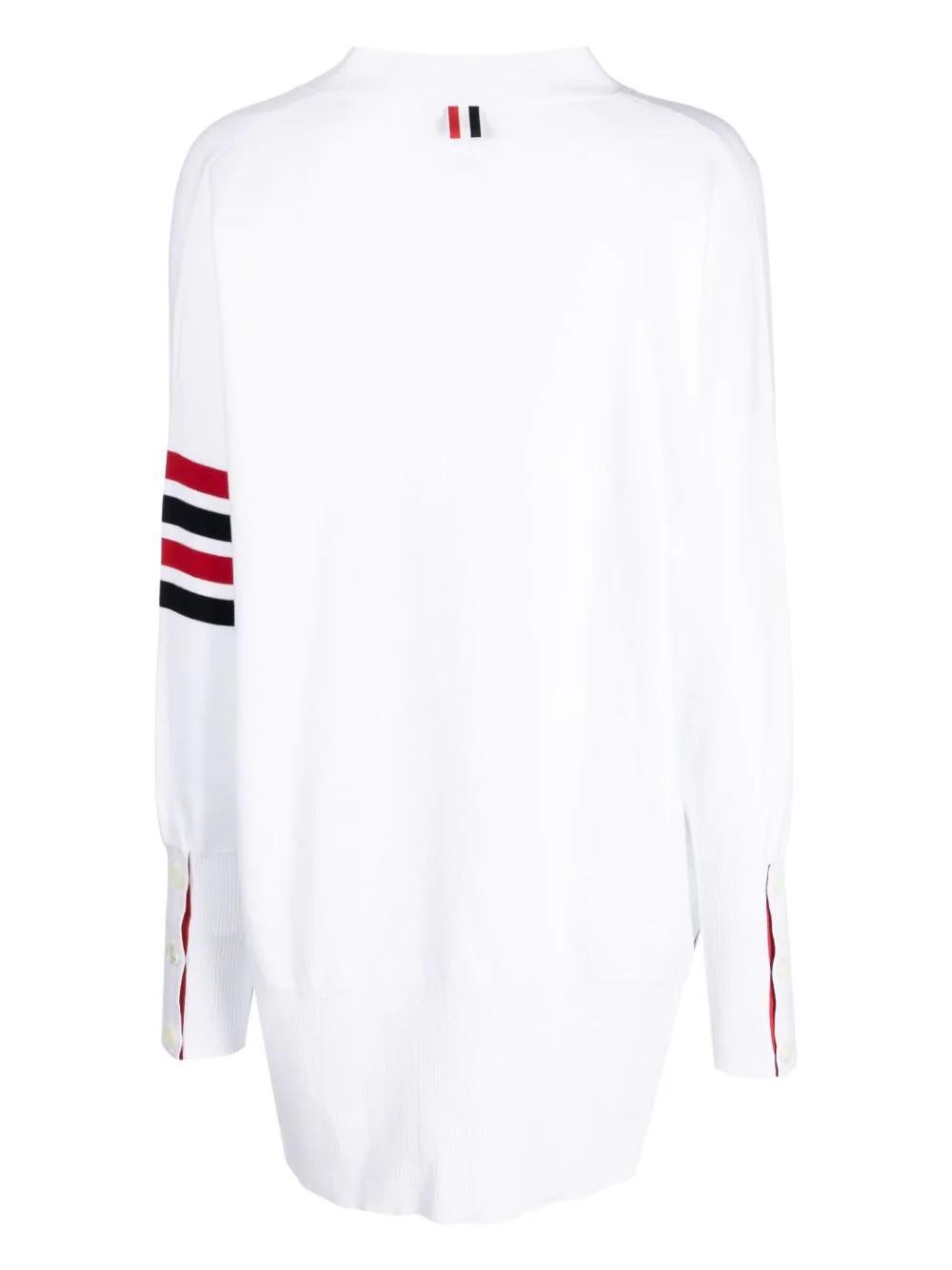 Thom-Browne-Milano-Stitch-Exaggerated-V-Neck-Cardigan-White-2