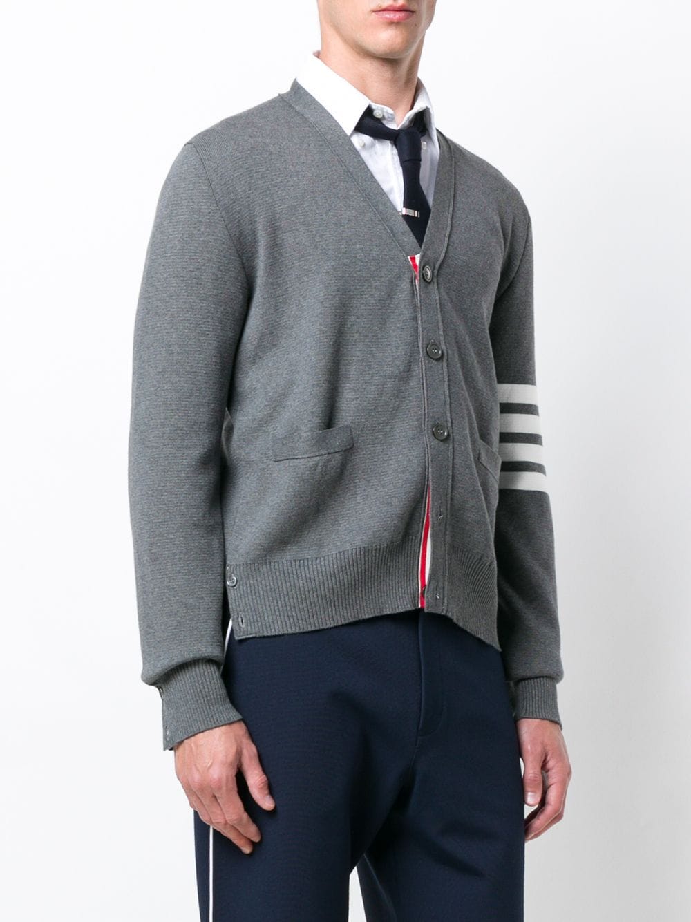 Thom-Browne-Milano-Stitch-V-Neck-Cardigan-Grey-3