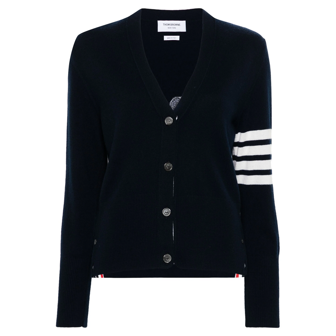 Mr. & Mrs. Gingerbread Merino Wool 4-Bar V Neck Cardigan Women