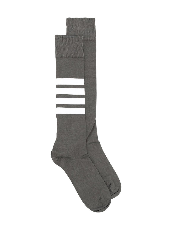    Thom-Browne-Over-The-Calf-Sock-With-4-Bar-Stripe-Grey-1