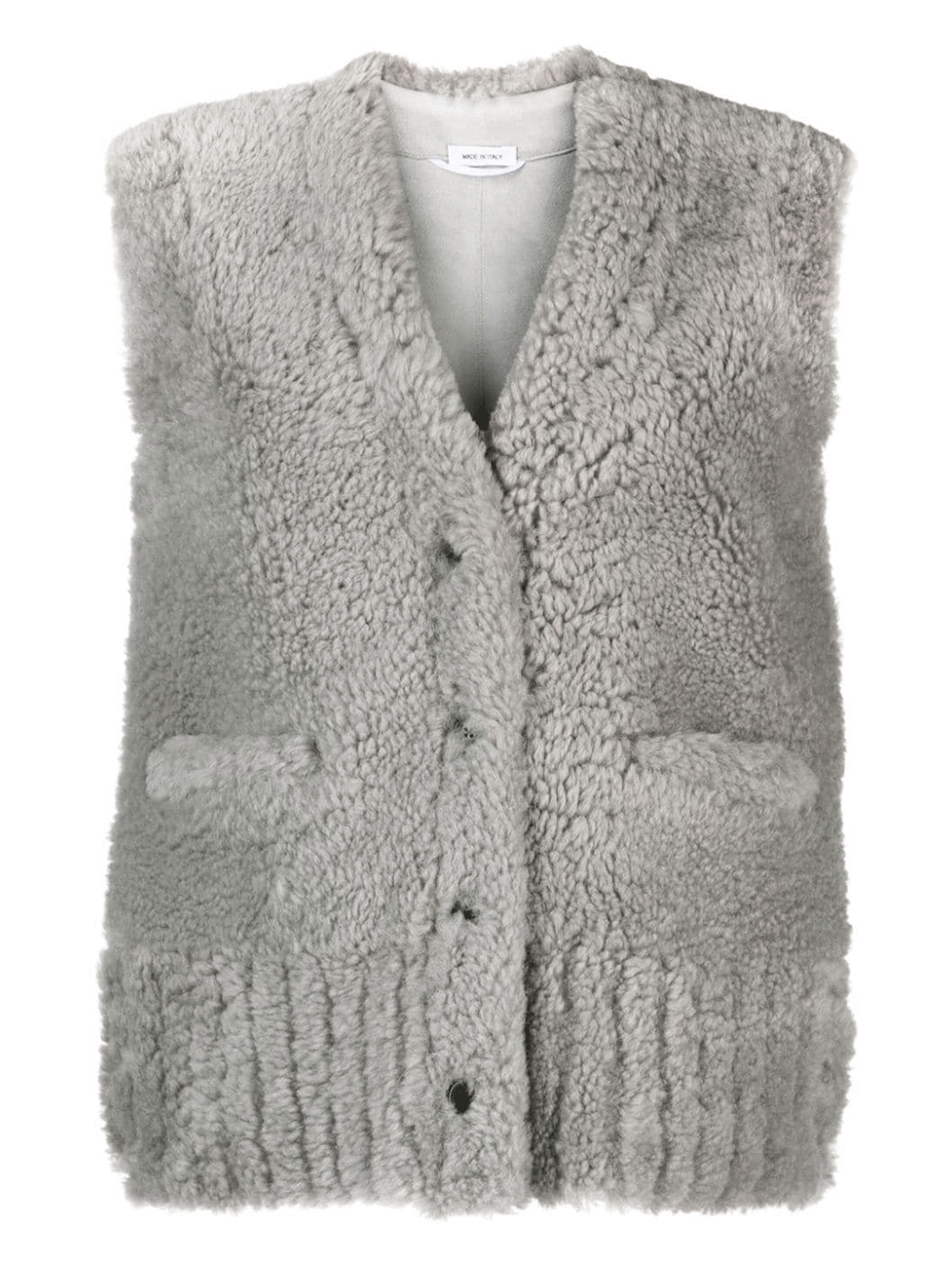 Thom-Browne-Shearling-Cardigan-Vest-Grey-1