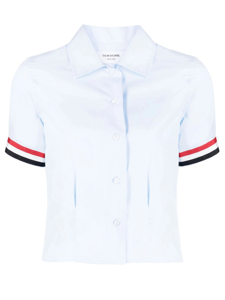 Thom-Browne-Short-Sleeve-Tucked-Blouse-Light-Blue-1