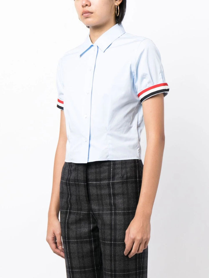 Thom-Browne-Short-Sleeve-Tucked-Blouse-Light-Blue-3