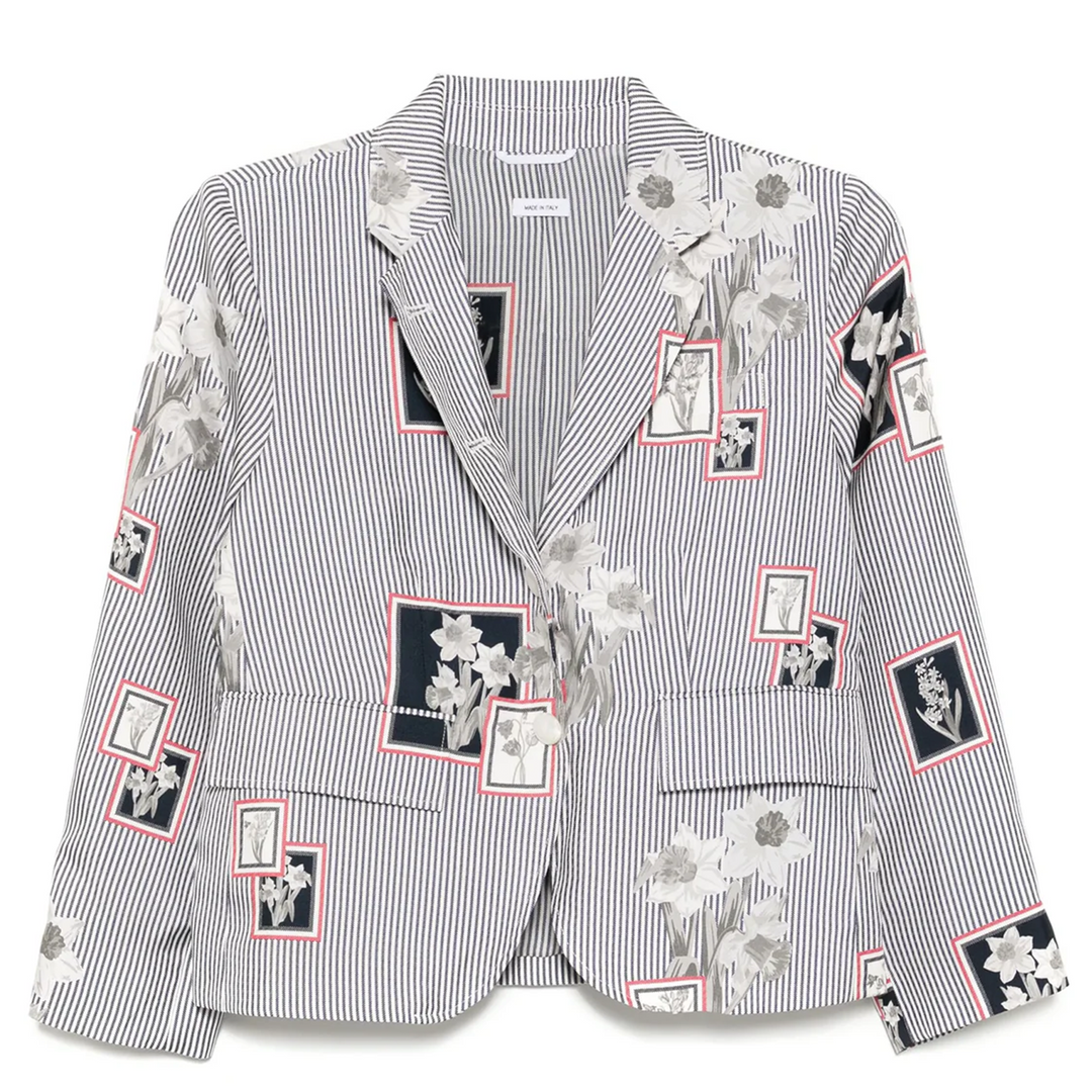 Áo khoác thể thao nữ tay cao khung hoa lụa twill