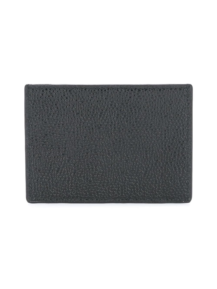 Thom Browne Single Card Holder In Pebble Grain Black 2