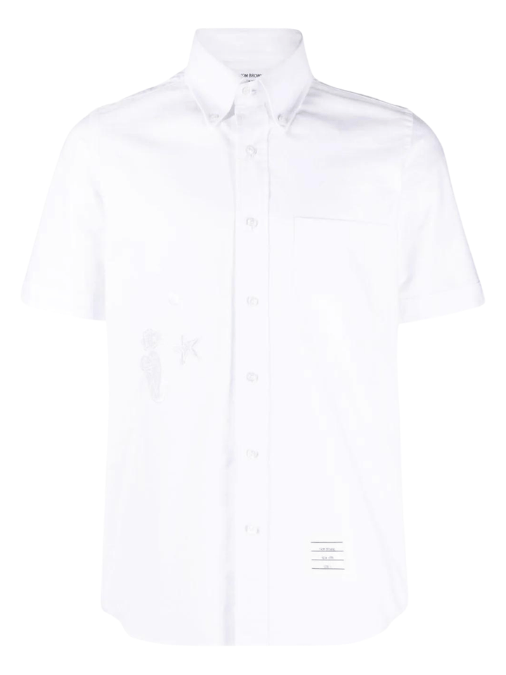Thom-Browne-Straight-Fit-Button-Down-Shirts-White-1