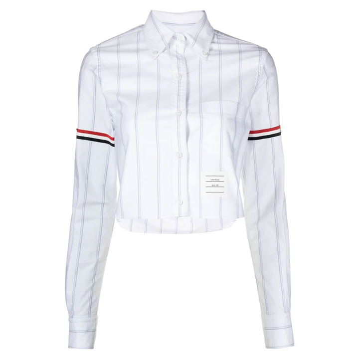 Stripe Oxford Armband Cropped Shirt Women