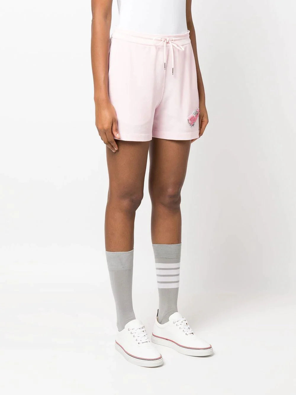 Thom-Browne-Summer-Shorts-With-Car-Embroidery-Pink-3