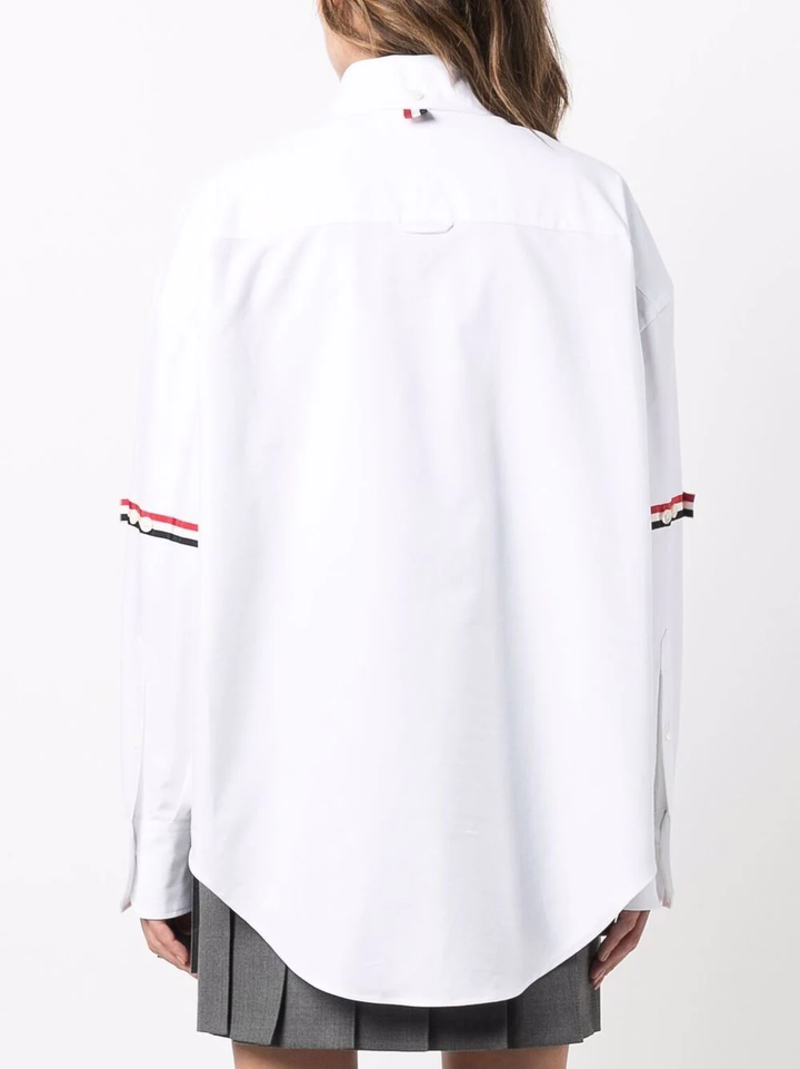 Thom-Browne-Supersized-Long-Sleeve-Cropped-Shirt-White-4